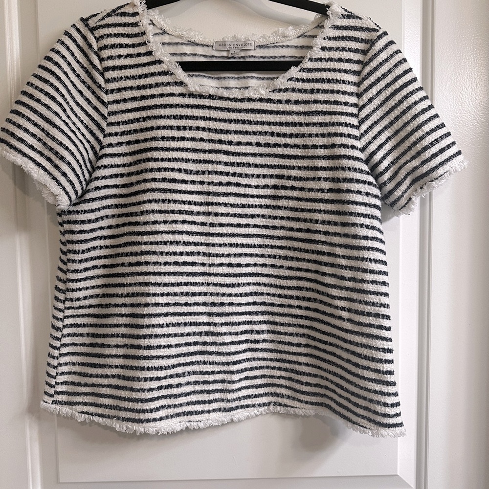 White & Navy Tweed vintage short sleeve shirt